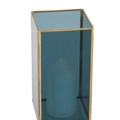 Brass & Smoked Glass Panelled Square Hurricane Candle Holder -DUNELM Furniture Shop 30983187 alt02