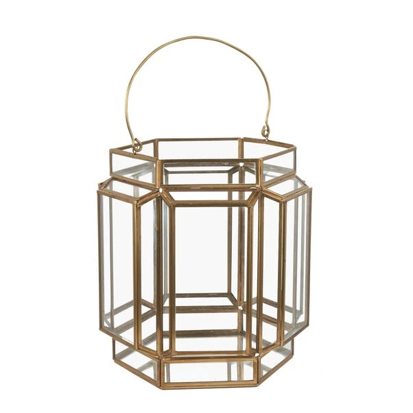 Brass Wide Hexagon Lantern 6 Brass Wide Hexagon Lantern - Image 4