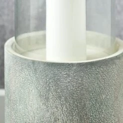 Metal & Glass Pedestal Hurricane Candle Holder -DUNELM Furniture Shop 30983198 alt02