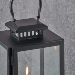 Metal & Glass Rectangular Lantern -DUNELM Furniture Shop 30983213 alt02
