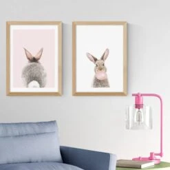 East End Prints Set Of 2 Baby Bunny Prints -DUNELM Furniture Shop 30983683