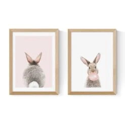 East End Prints Set Of 2 Baby Bunny Prints -DUNELM Furniture Shop 30983683 alt01