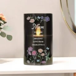 Personalised Wild Flowers Smoked Glass LED Candle -DUNELM Furniture Shop 30985080 alt02