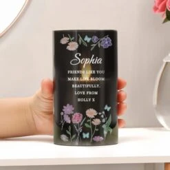 Personalised Wild Flowers Smoked Glass LED Candle -DUNELM Furniture Shop 30985080 alt03