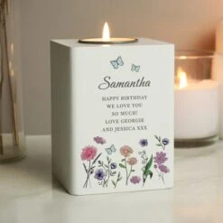 Personalised Wild Flowers Tealight Holder -DUNELM Furniture Shop 30985103 alt02