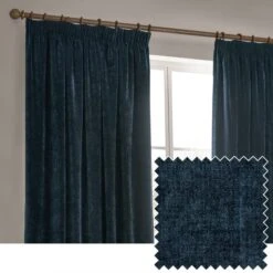 Riviera Yard Heavy Chenille Pencil Pleat Curtains -DUNELM Furniture Shop 30988861 alt05