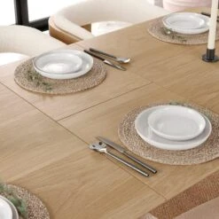 Karla 4-6 Seater Rectangular Extendable Dining Table With Oskar Natural Stained Ivory Boucle Dining Chairs -DUNELM Furniture Shop 60241429 alt05